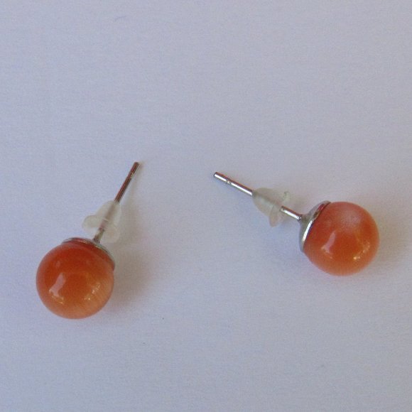 Calcite Stones Beaded Glass Rock Nugget Necklace Earrings Set Shades of Orange - Picture 4 of 7